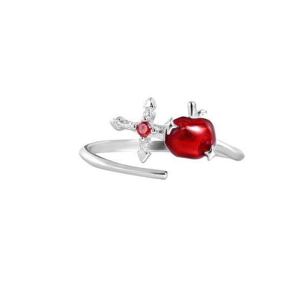 FJW trend S925 knight sword red apple open-end ring