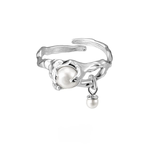 FJW S925 trendy liquid pearl adjustable ring