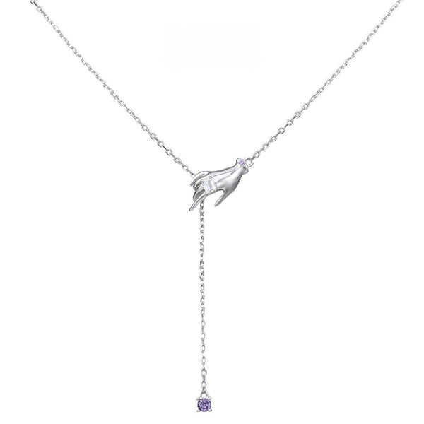 FJW S925 sterling silver artistic hand necklace
