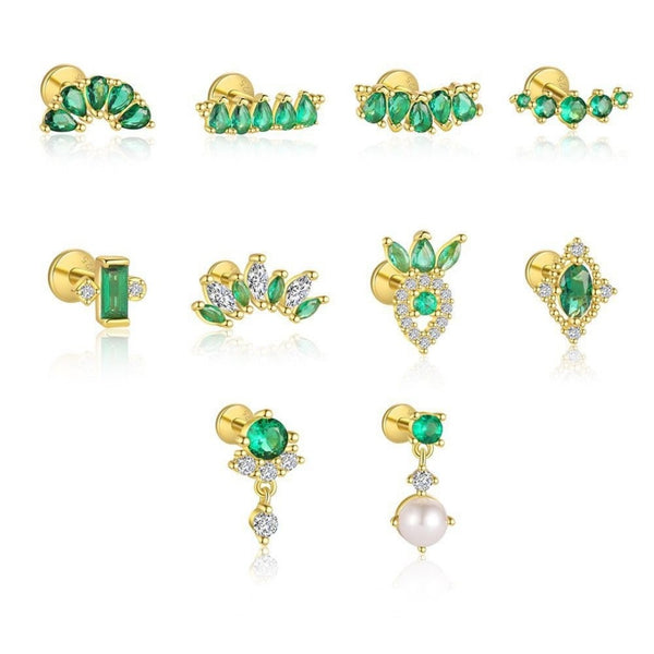 FJW S925 fresh green stunning exquisite matching stud earring single or pair