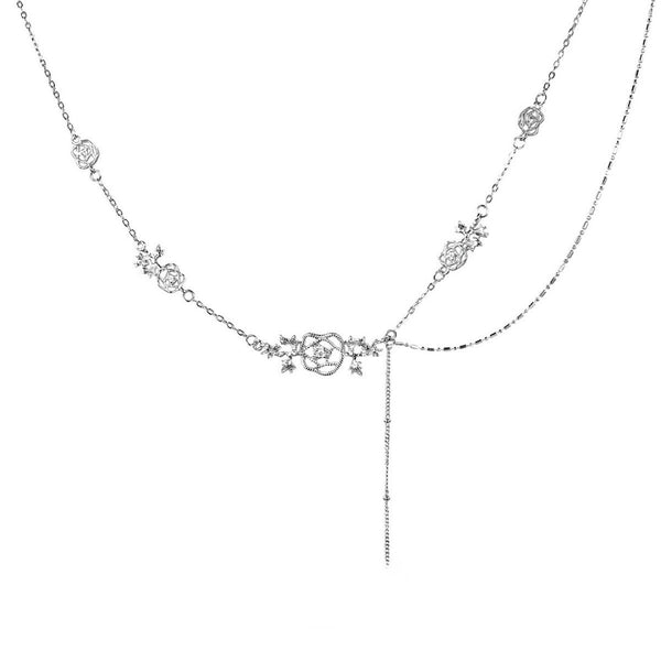 FJW S925 elegant rose lace necklace