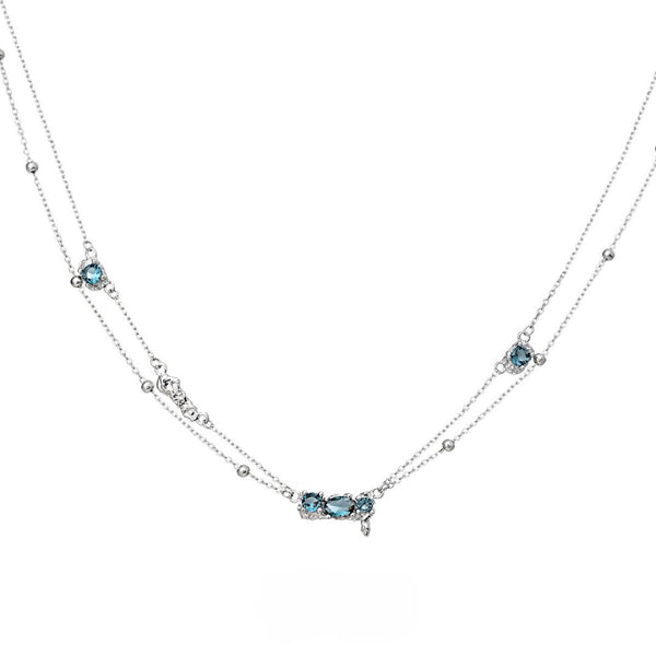 FJW S925 sterling silver glacier blue stone necklace