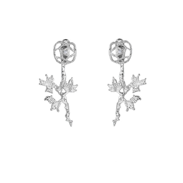 FJW S925 elegant rose lace stud earrings