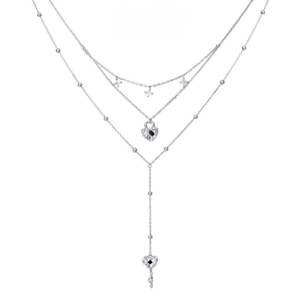 FJW S925 sterling silver love key layer necklace