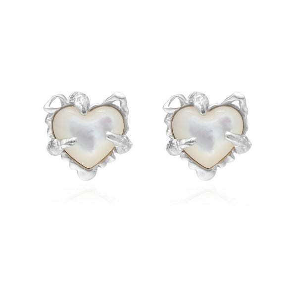 FJW S925 sterling silver heart mother of pearl earrings