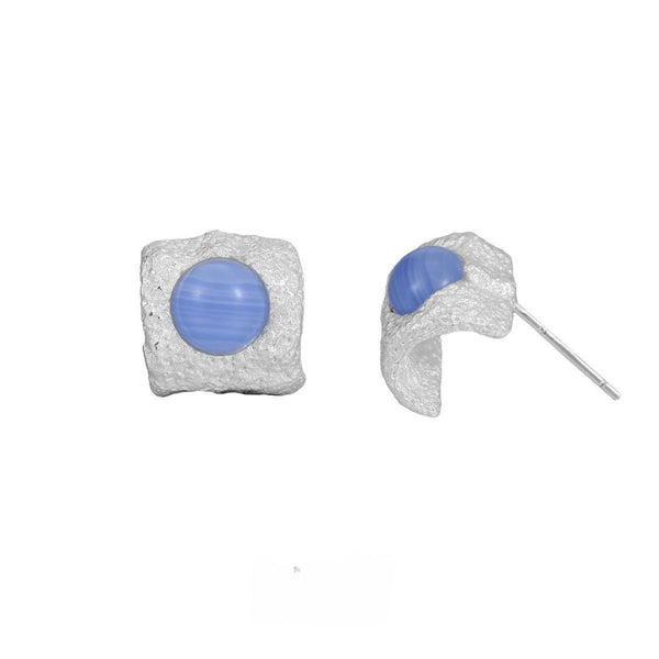 FJW S925 sterling silver cute cream blue white stud earrings