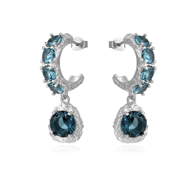 FJW S925 sterling silver treasure of the deep blue secret realm stud earrings