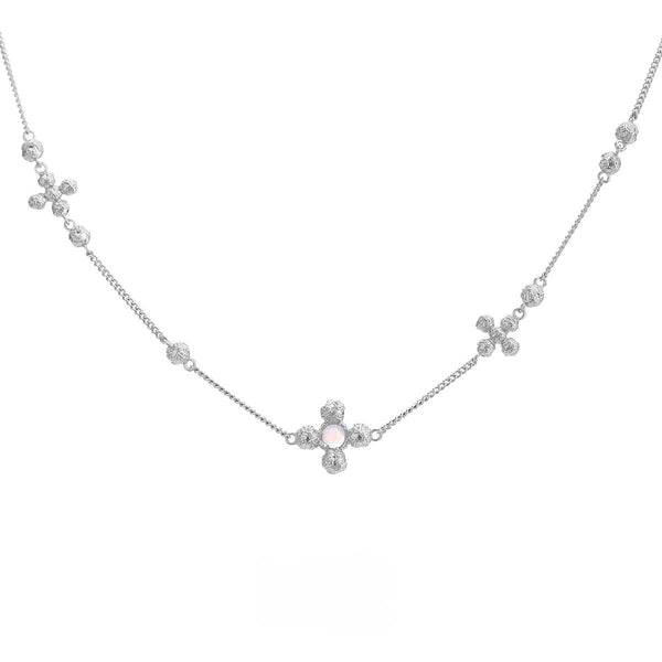 FJW S925 cute texture cross opal stone necklace