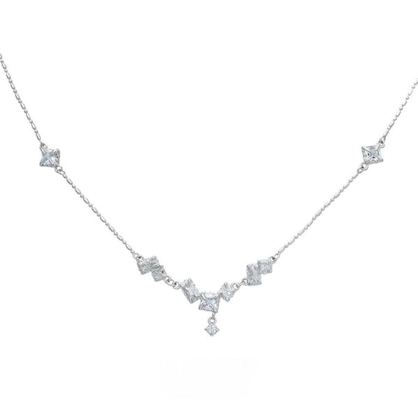 FJW S925 sterling silver minimal glacier block necklace