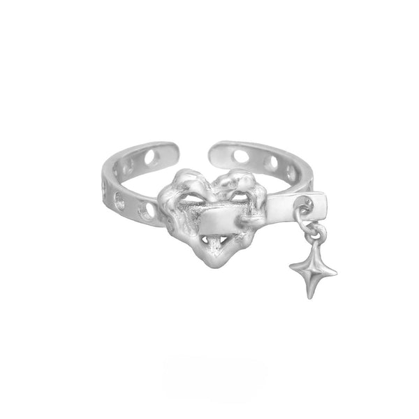 FJW S925 sterling silver sweetheart star belt adjustable ring