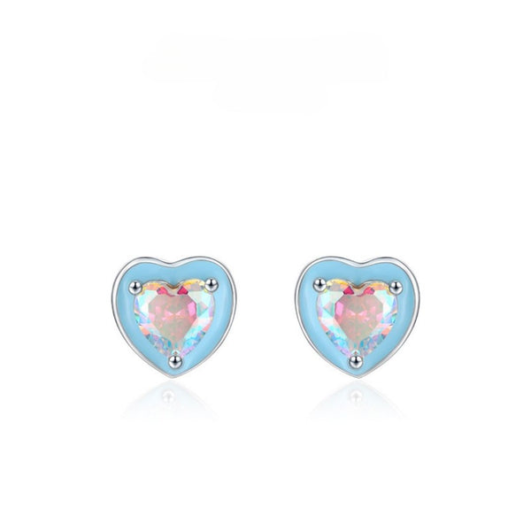 FJW S925 sterling silver cute blue cream stud earrings