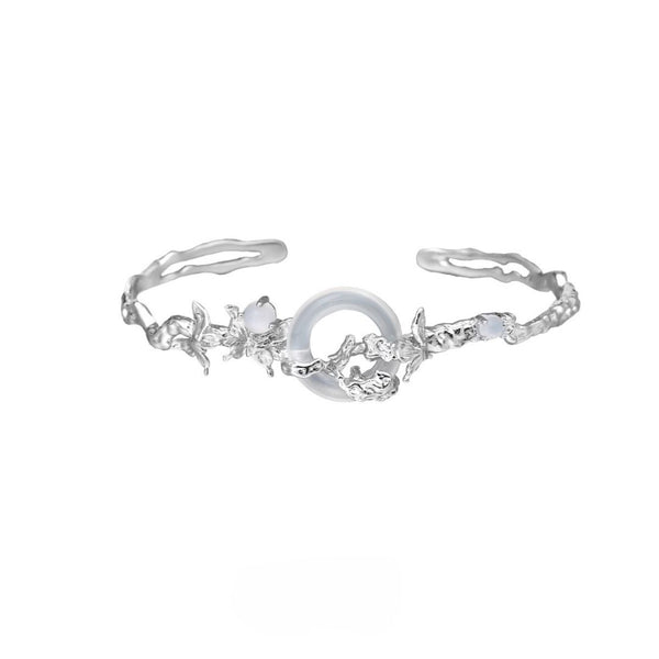 FJW S925 sterling silver cold white moonlight agate stone bracelet