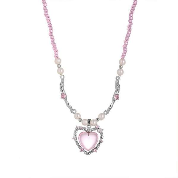FJW pink pearl jelly sweetheart necklace