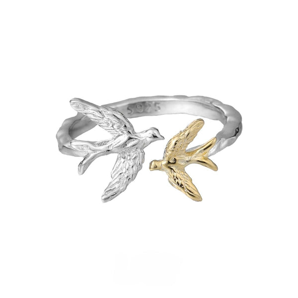 FJW S925 minimal creative bird adjustable ring