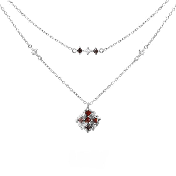 FJW S925 sterlings silver red mosaic necklace