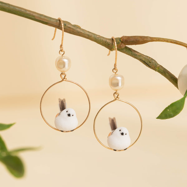 FJxTEABAG handmade little bird pearl earrings 14kgold-filled jewelry original cute and fashion jewellery accessories