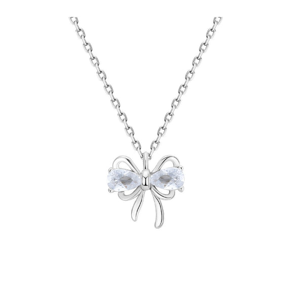 FJW S999 sweet crystal bow simplicity necklace