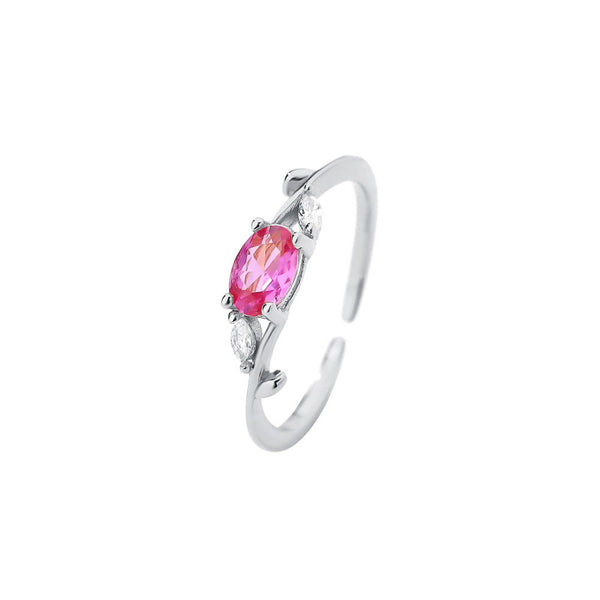 FJW S925 elegant exquisite leaves rose red adjustable ring