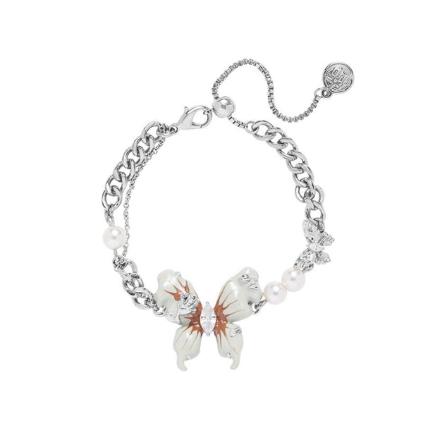 FJW cream coffee butterfly pearl bracelet