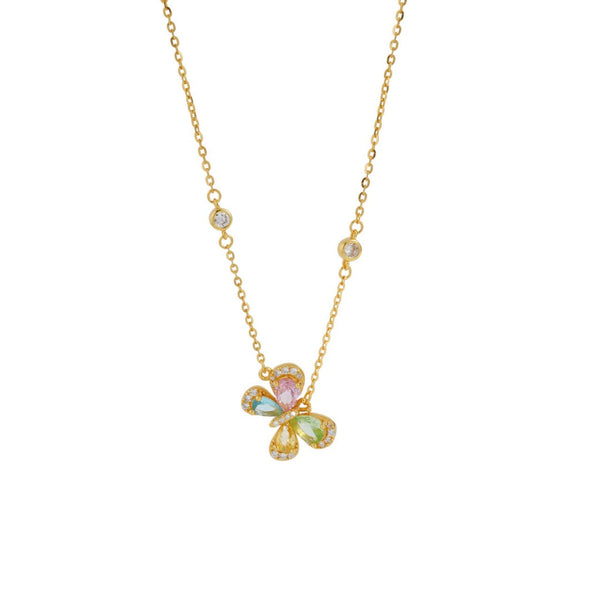 FJW S925 exquisite sweet colorful butterfly necklace