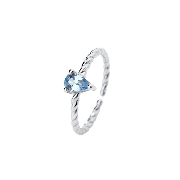 FJW S999 exquisite minimal blue drop adjustable ring