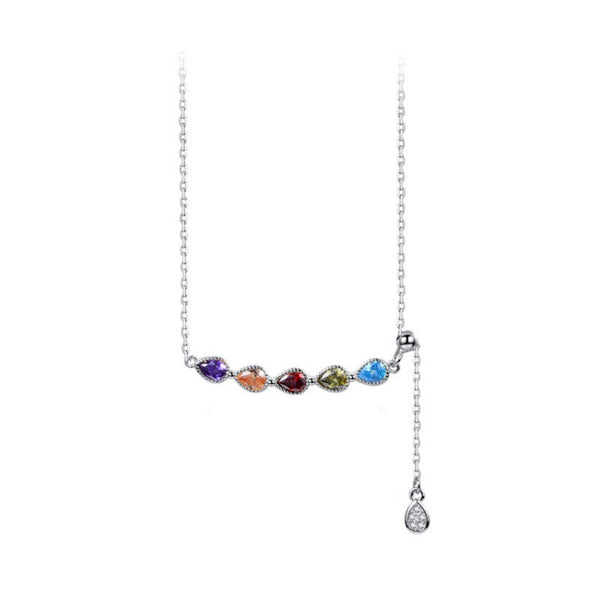 FJW sweet  S925 rainbow drop exquisite necklace