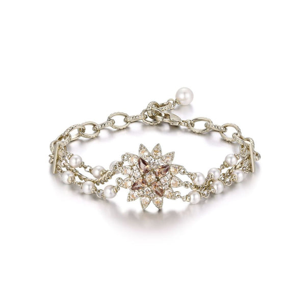 FJW brown shiny star pearl flower bracelet