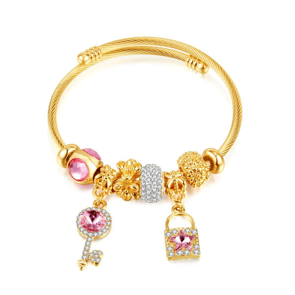 FJW sweet pink sweet key lock bracelet