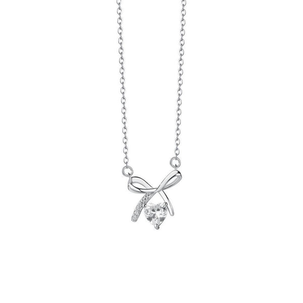 FJW S925 sweet heart bow necklace