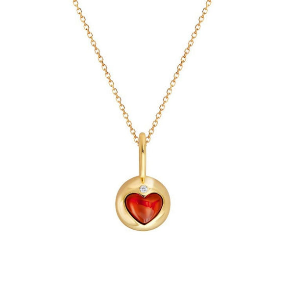 FJW 18K S925 gentle garnet heart necklace