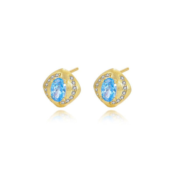 FJW S925 sterling silver blue ocean treasure stud earrings