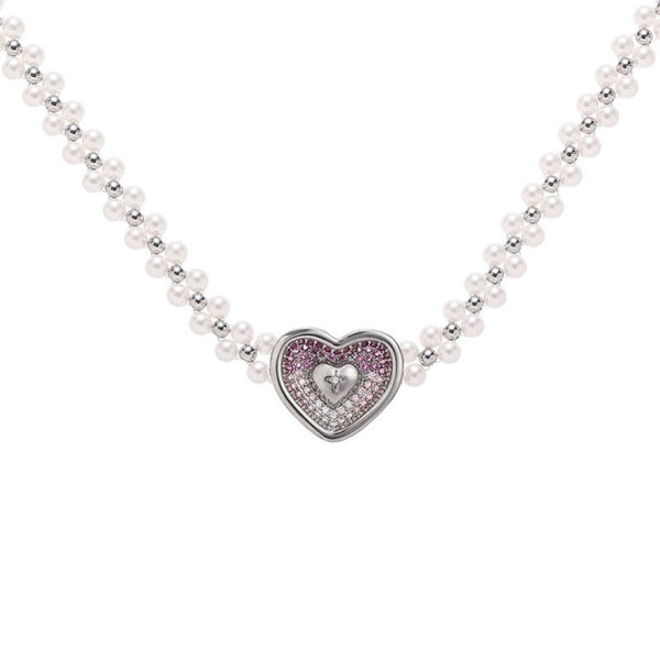 FJW pink gradient sweetheart pearl necklace