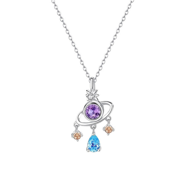 FJW S925 sweet drop candy planet necklace