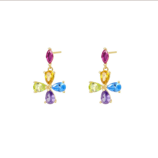 FJW S925 fresh color sweet forest clover stud earrings