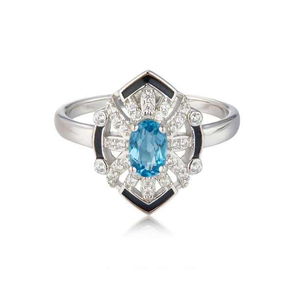 FJW S925 sterling silver natural topaz fashion design ring