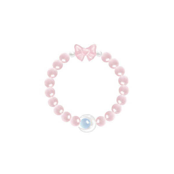 FJW natural pink crystal bow sweet fairy aquamarine moon pearl elastic bracelet