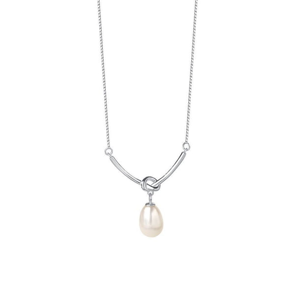 FJW S925 minimal freshwater pearl knot necklace