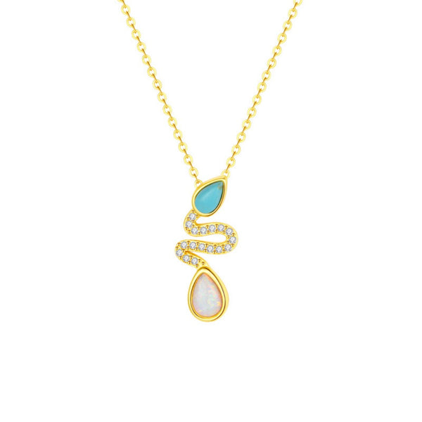 FJW S925 opal turquoise snake necklace