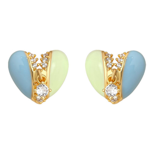 18Kreal gold plated color block sweet stud/clip earrings