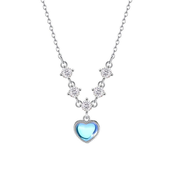 FJW S925 sweet love fresh moonstone stars necklace