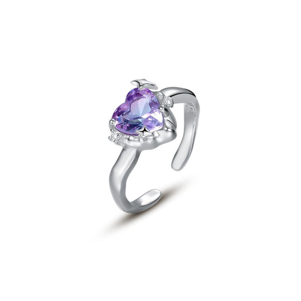 FJW S925 sterling silver gradient purple adjustable ring