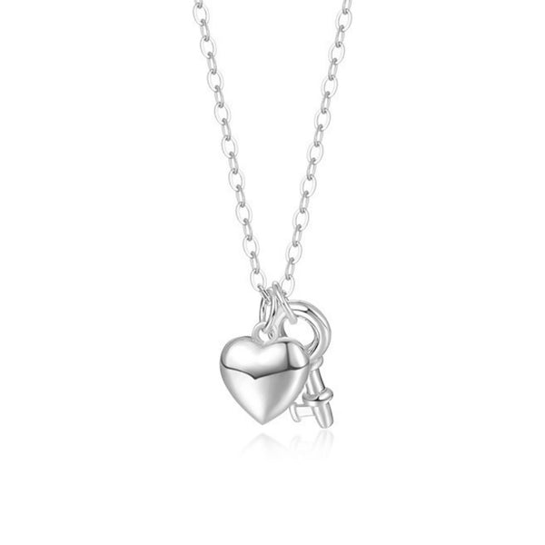 FJW S925 sterling silver sweet cutie heart key necklace