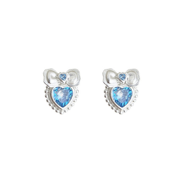 sweet baby blue bow matte frosted earrings