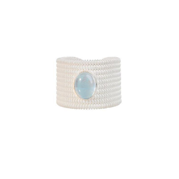 FJW S925 simple fashion aquamarine ring