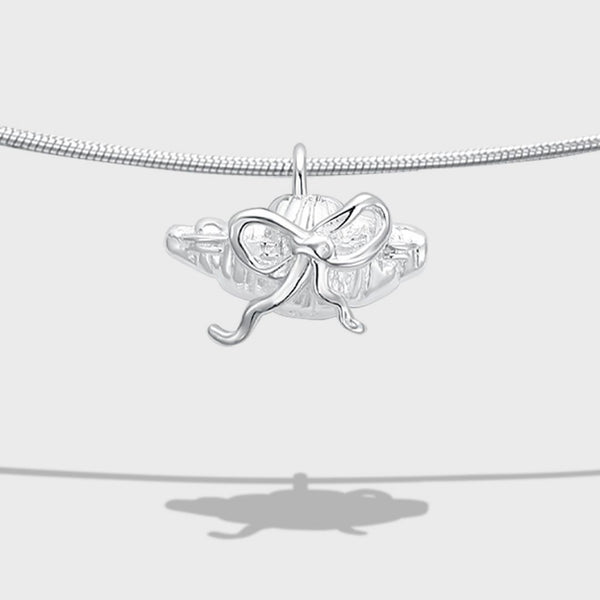 FJW S925 sterling silver bow croissant necklace