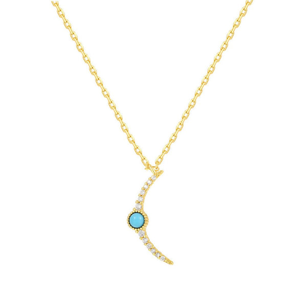 FJW S925 minimal exquisite turquoise moon sun necklace