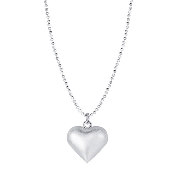 FJW S925 sterling silver minimal necklace cutie heart frosted pendant