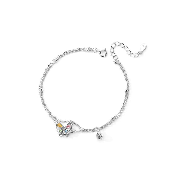 FJW S925 sweet colorful butterfly double layer bracelet