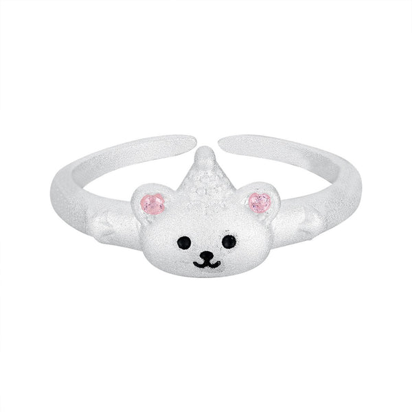 FJW S925 cute hat bear open-end ring
