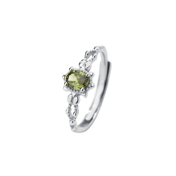 FJW S925 exquisite olive green daily matching adjustable ring